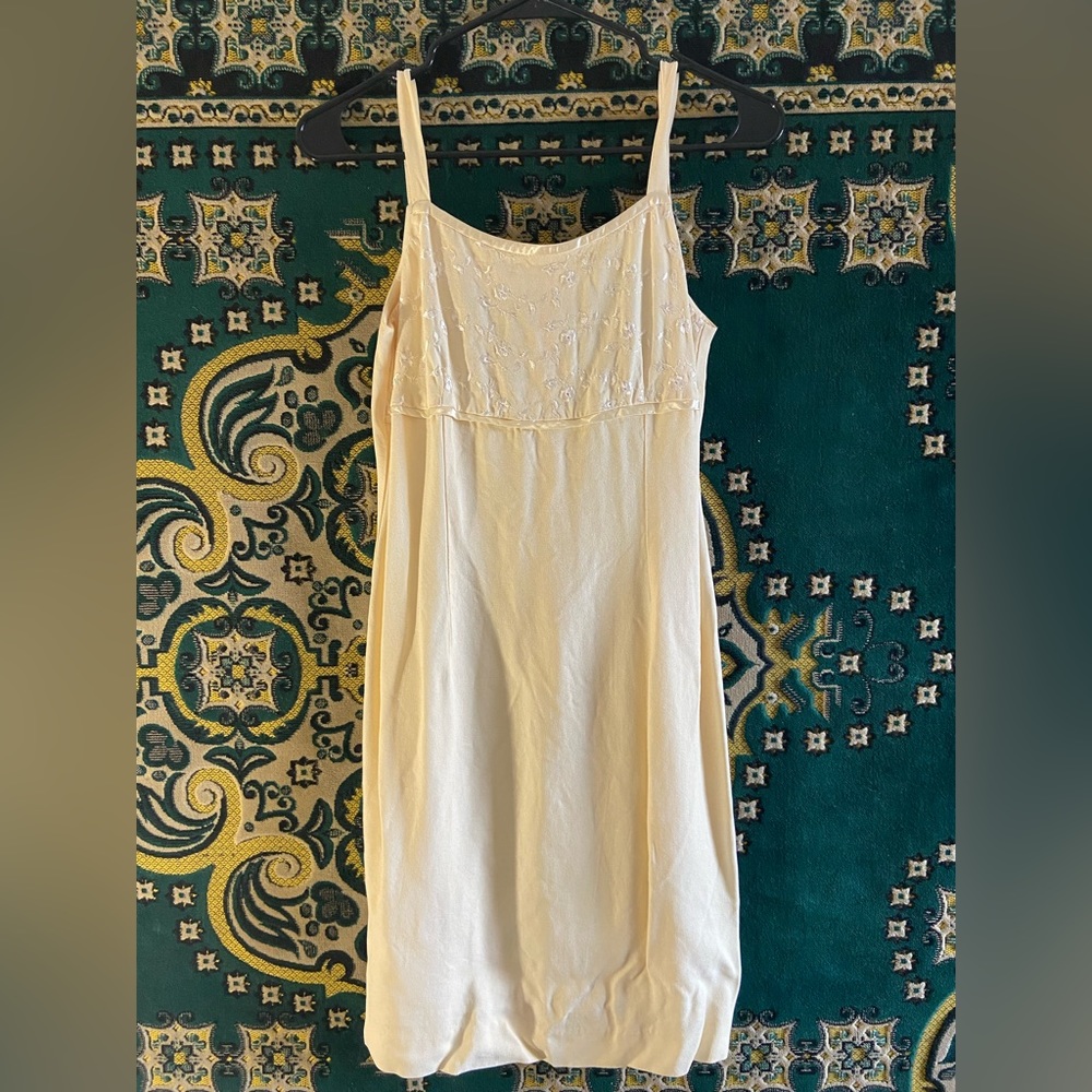 Quadra buttery banana yellow embroidered vintage mini dress